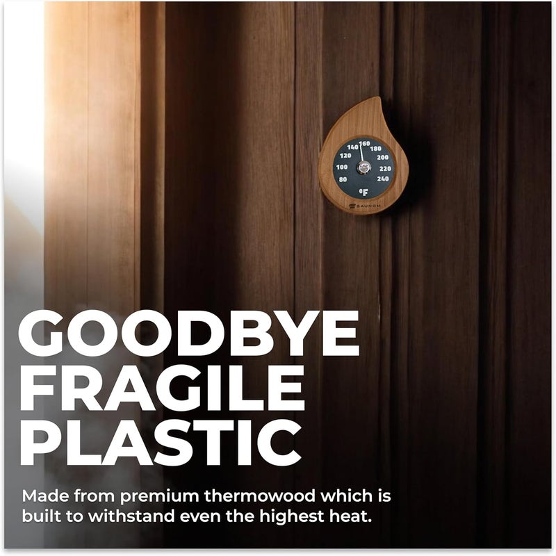 LUMERAM Premium Wooden Sauna Thermometer - Large Numbers, Durable and Long Lasting, Easy to Install Sauna Thermometer Fahrenheit - Image 3
